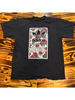 Adidas black floral graphic T-shirt